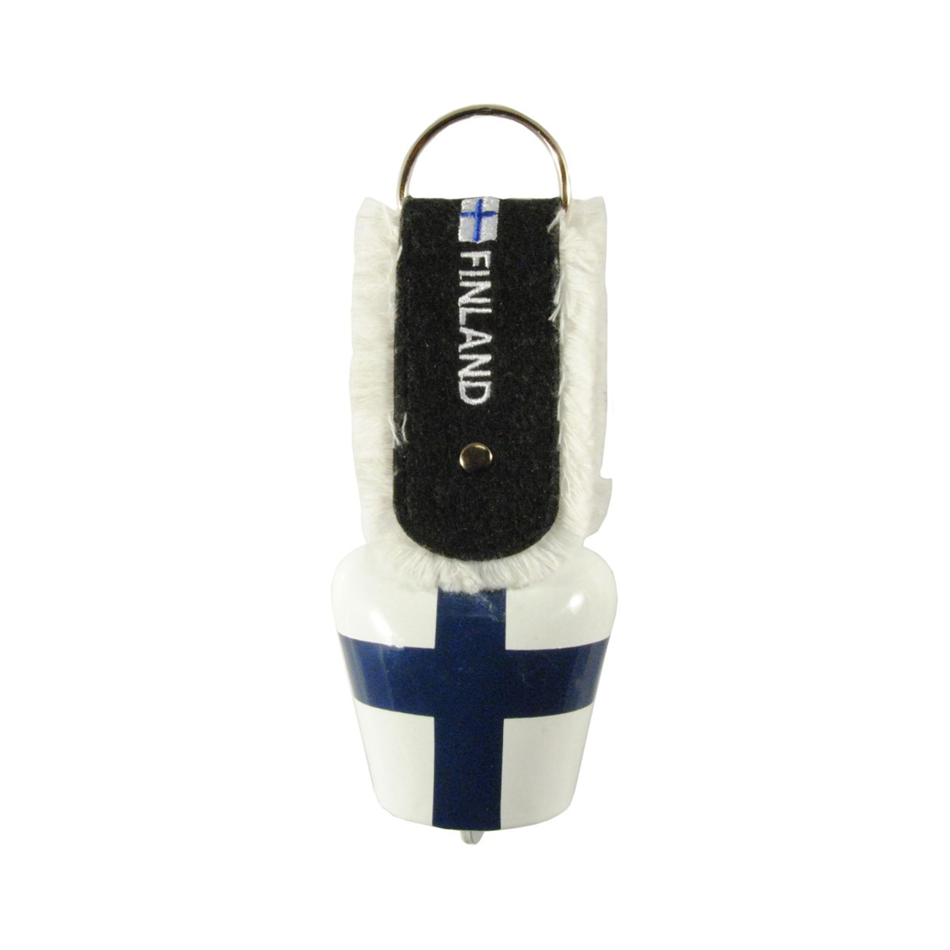 Bjällra med finska flaggan – kan användas som bordsklocka eller dekoration.