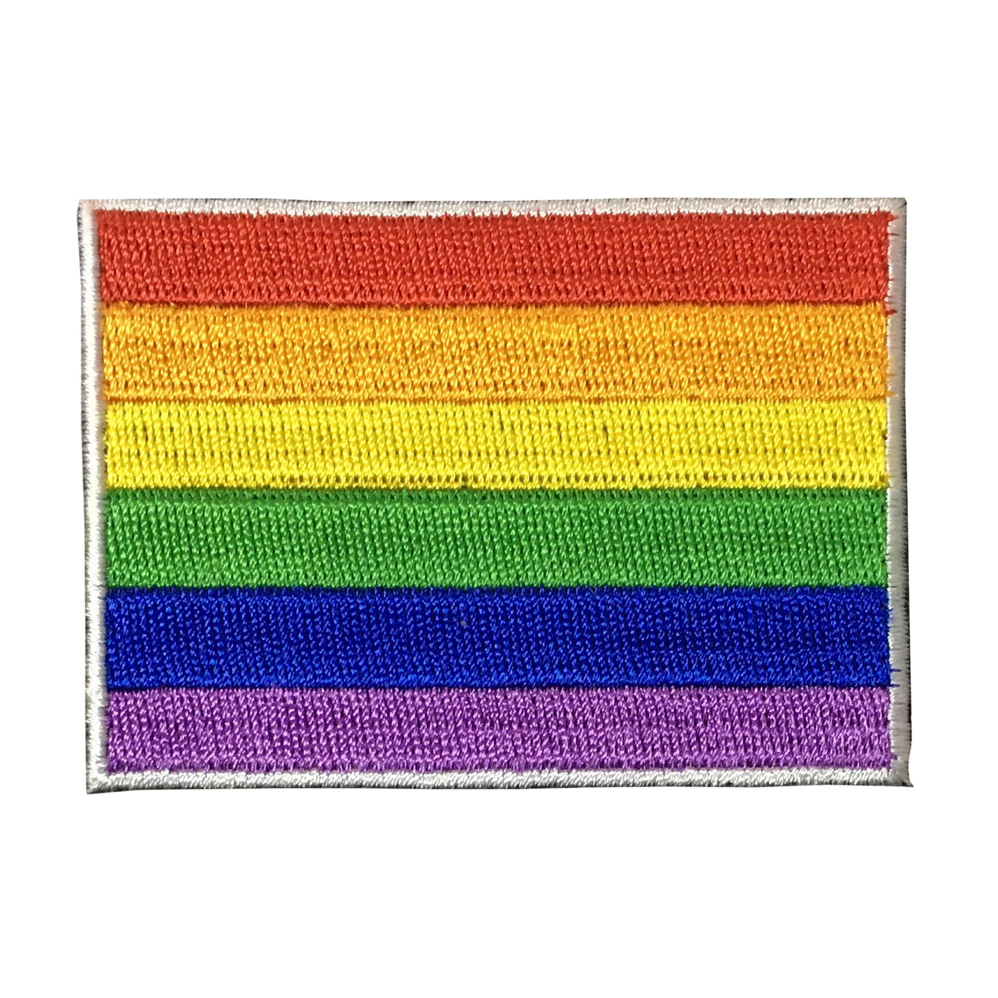 Broderat tygmärke med Prideflaggan i klara färger. Hög kvalitet på både brodyr och färger. Kan sys eller värmas fast på tyg.