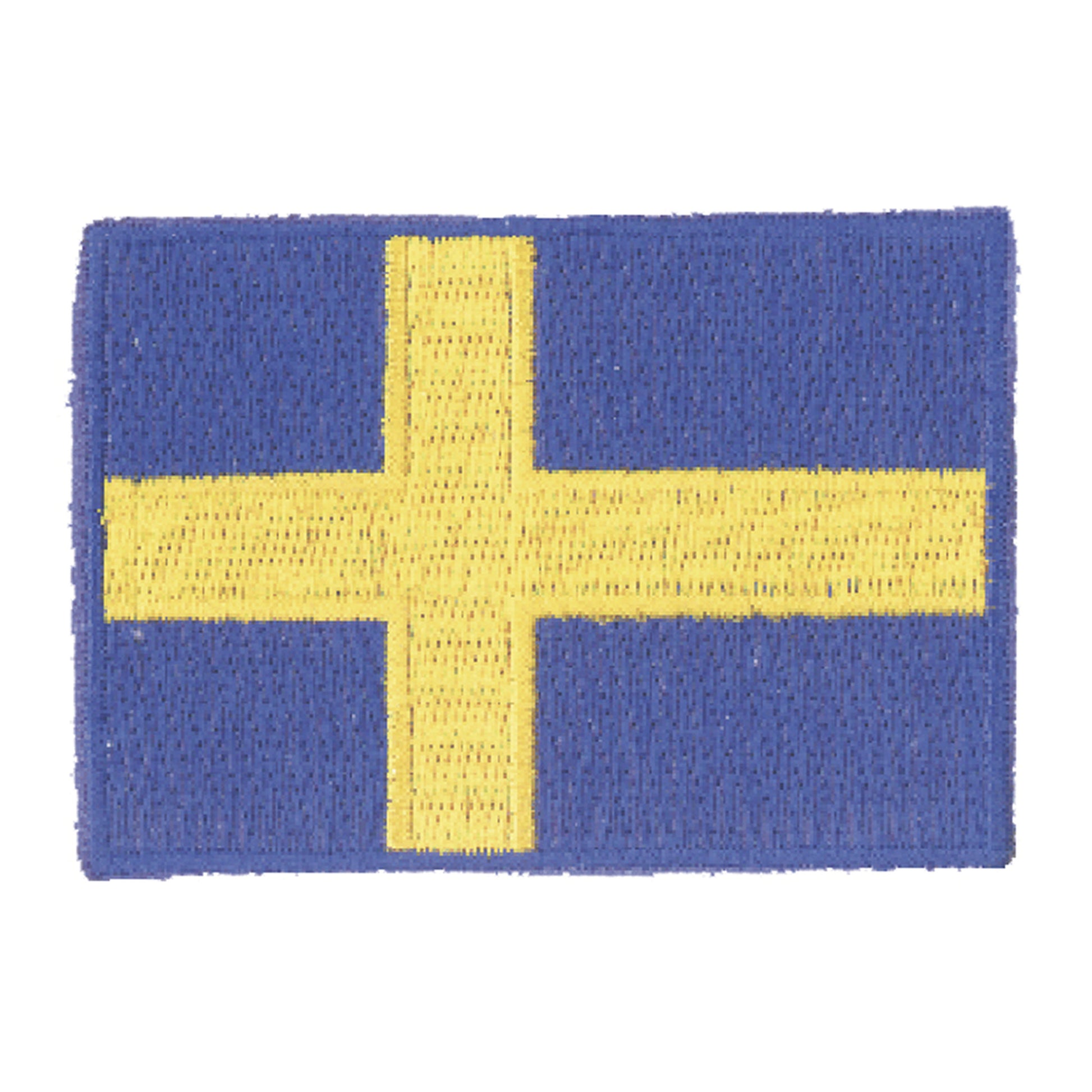 Broderat tygmärke med Sveriges flagga stor. Hög kvalitet på både brodyr och färger. Kan sys eller värmas fast på tyg.