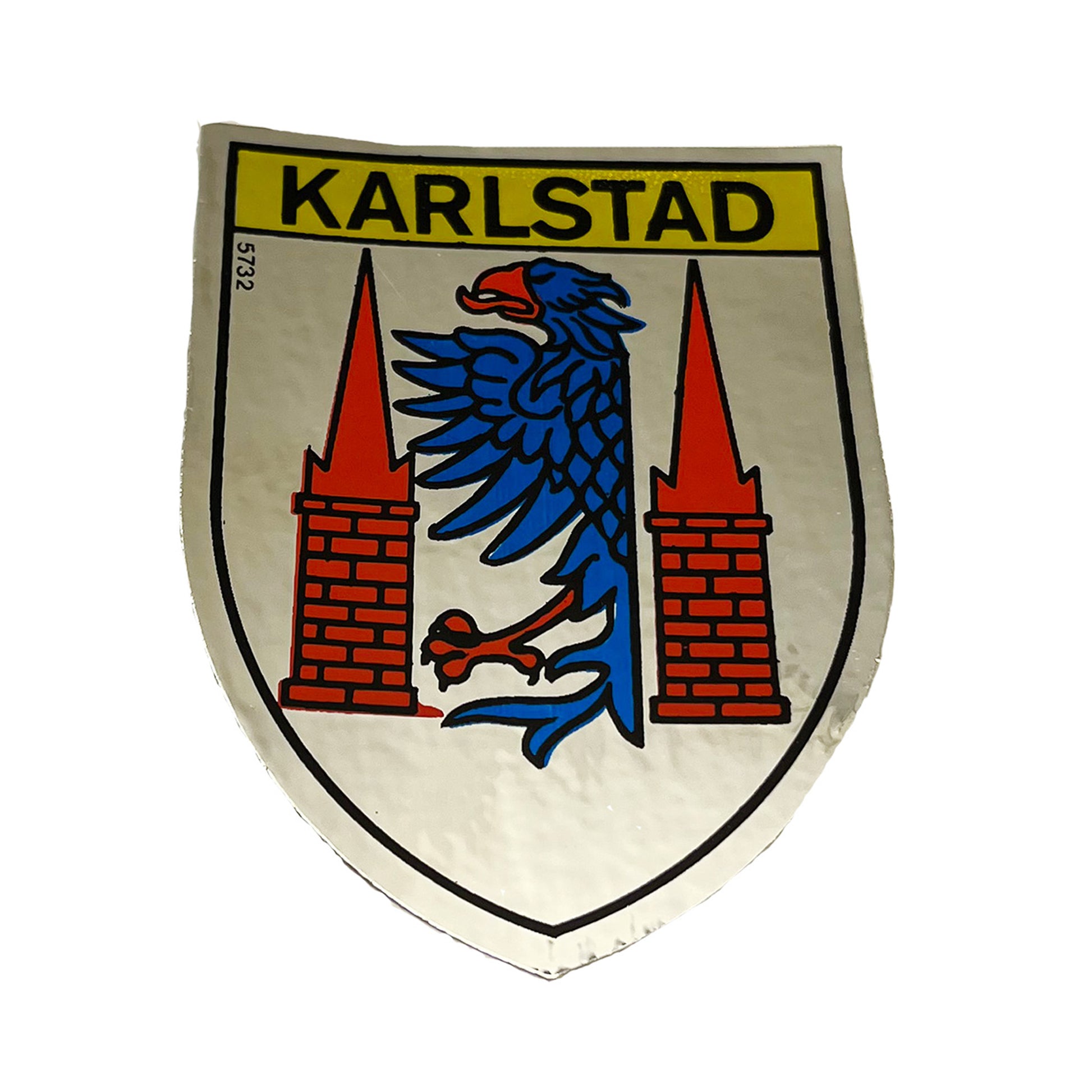 Dekal med Karlstads stadsvapen, storlek 6 x 8 cm.

