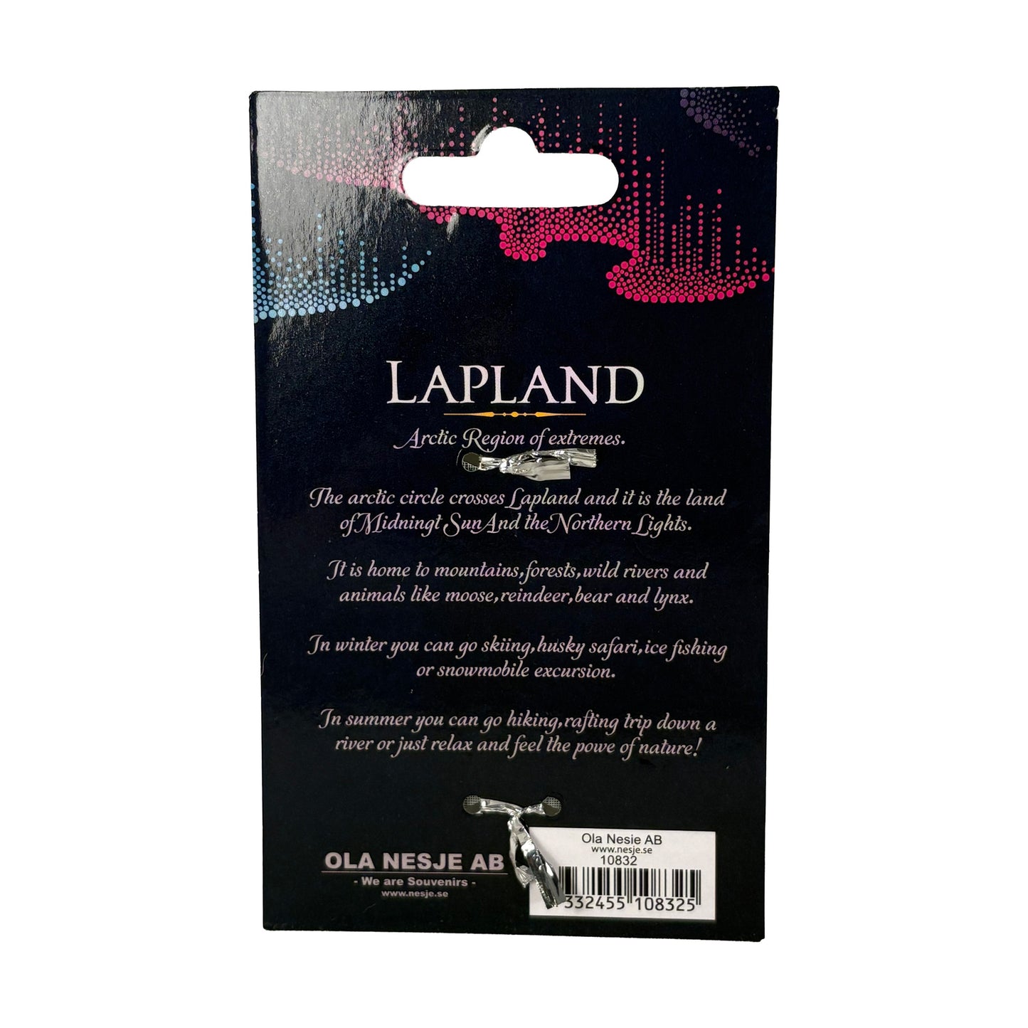 Baksida av förpackning till julstjärna med kort text om Lapland.