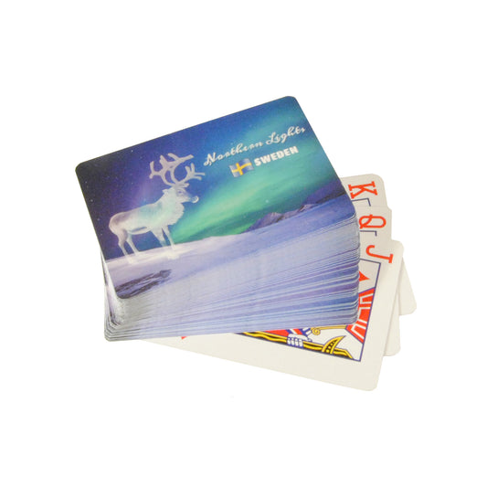 Spelkort med norrskensmotiv och texten "Northern Lights SWEDEN".