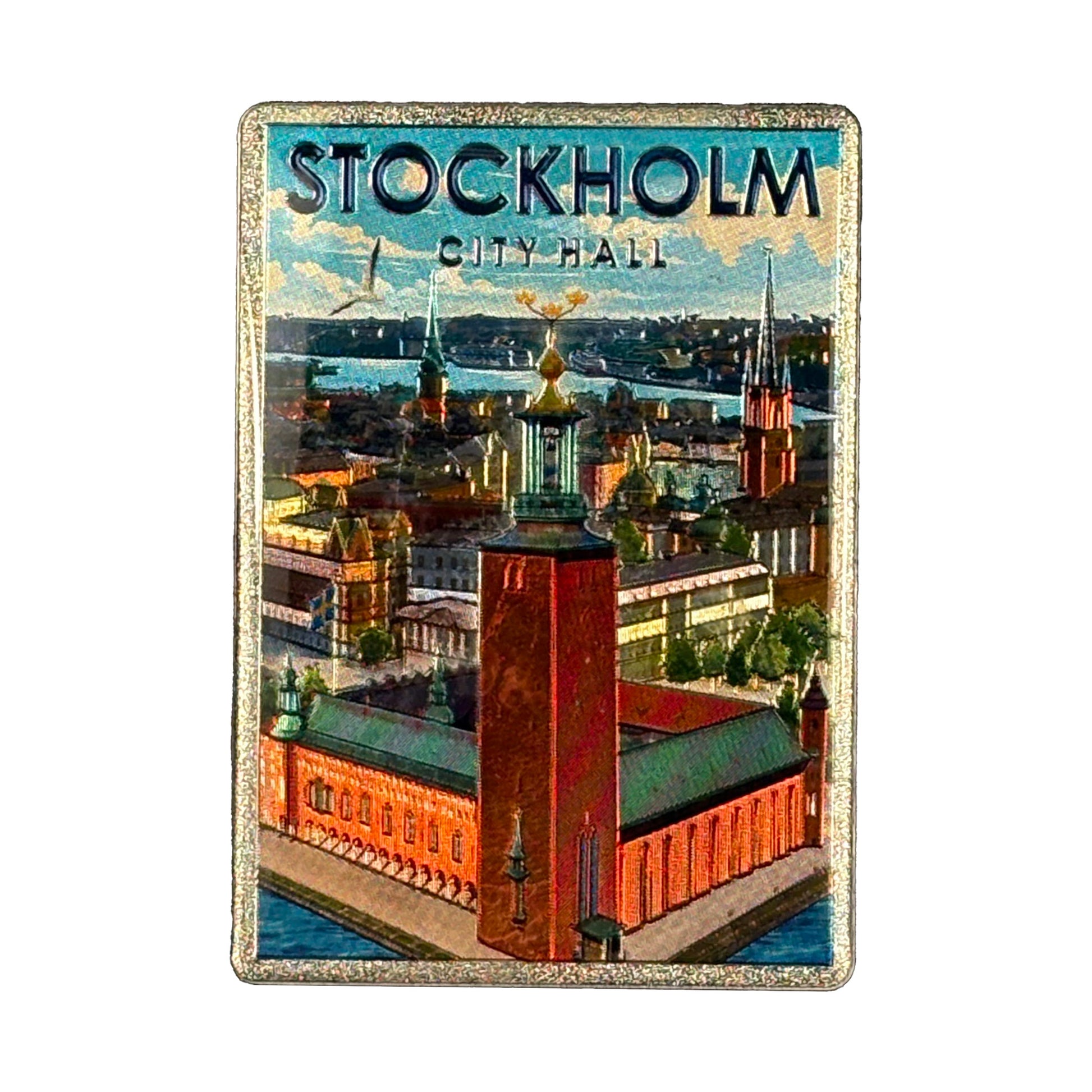 Den här magneten pryds av det ikoniska Stadshuset – en av Stockholms mest kända byggnader och hem för Nobelfesten. 