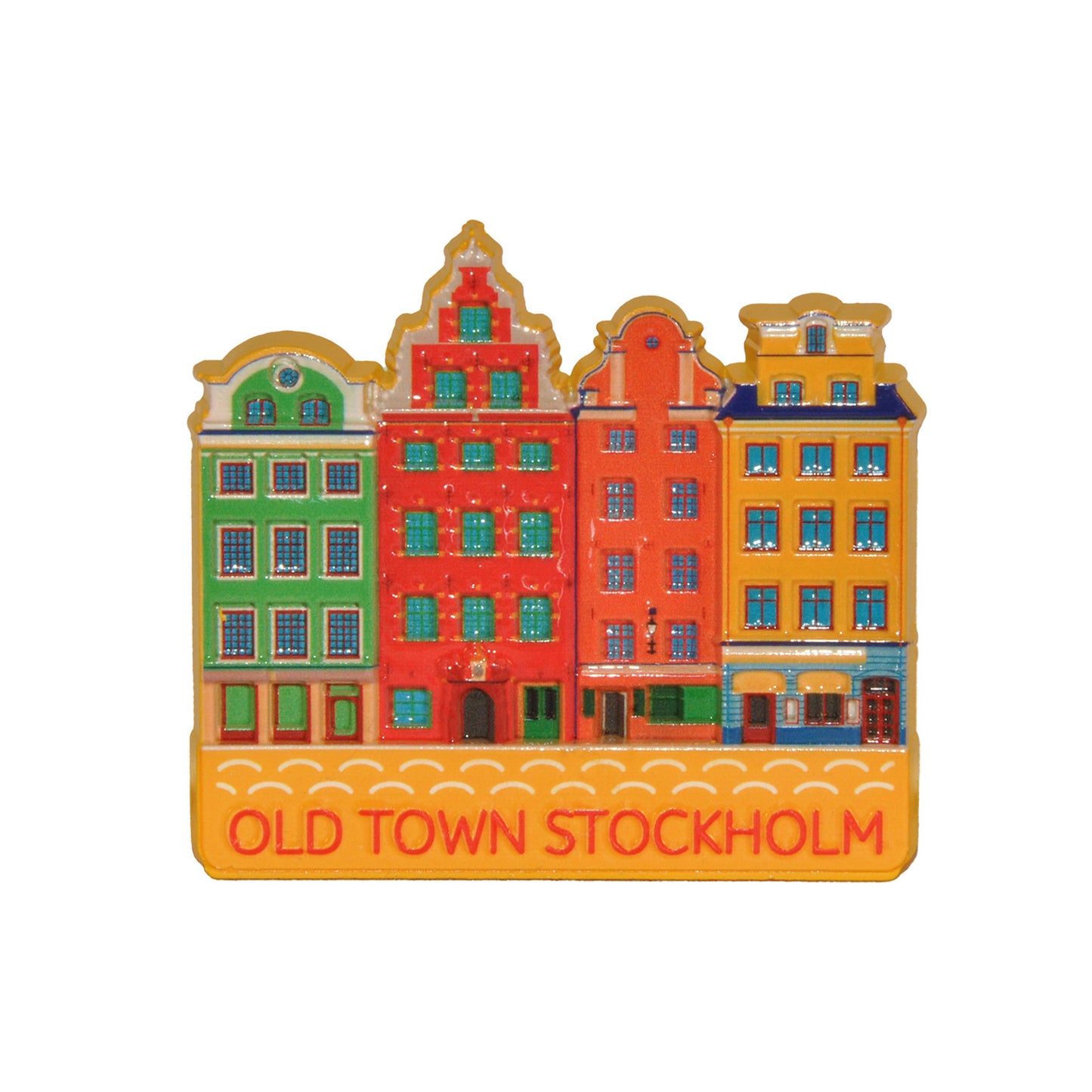 Miniatyrmodell av Stortorget i Stockholm, med historiska byggnader och färgglada fasader som fångar charmen och karaktären av Gamla stan. 