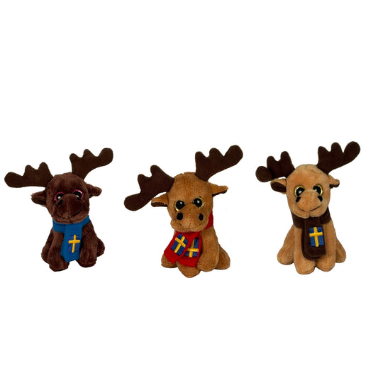 Magneter med gosedjursälgar i tre olika bruna nyanser och halsdukar med svenska flaggan – perfekt som souvenir eller present.