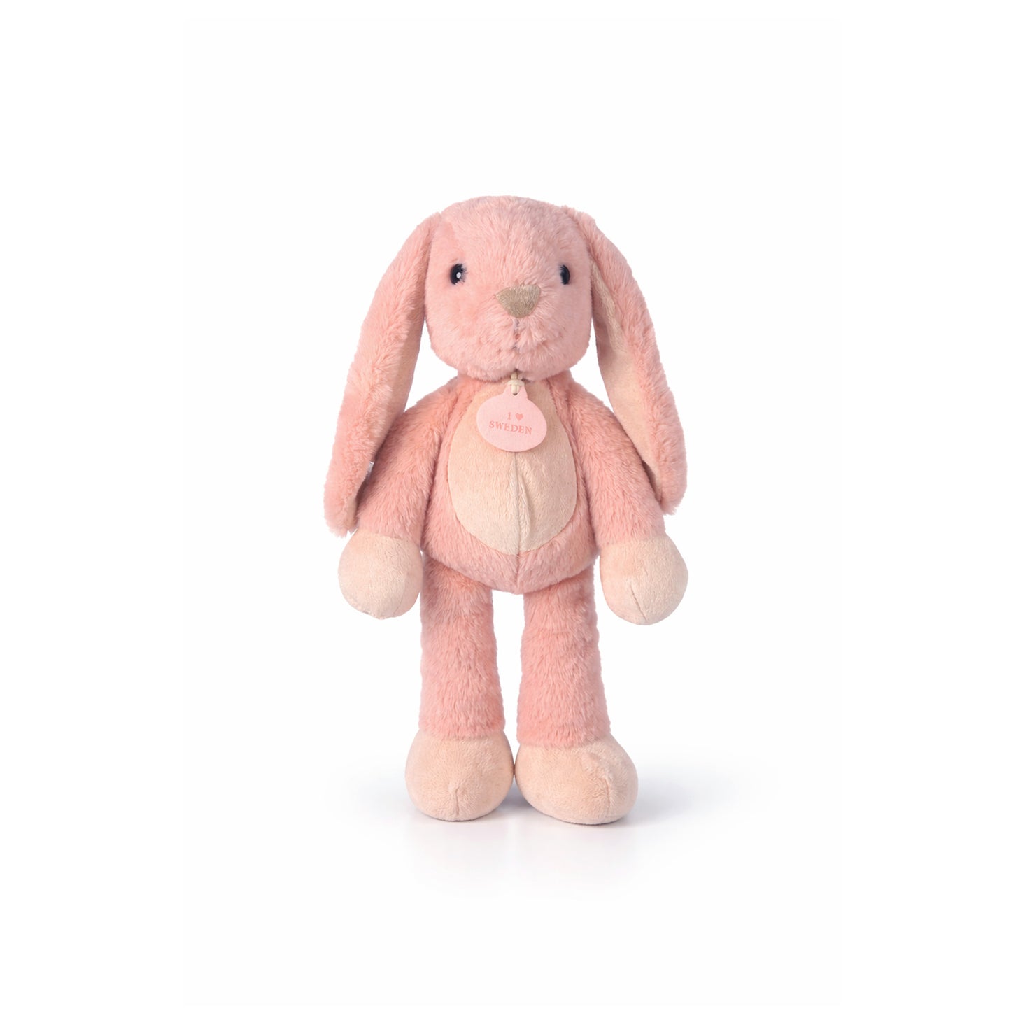Mjuk gosedjurskanin med långa ben, 27 cm hög, med silkeslen päls och vänligt uttryck. En söt och kramvänlig present eller souvenir för både barn och vuxna