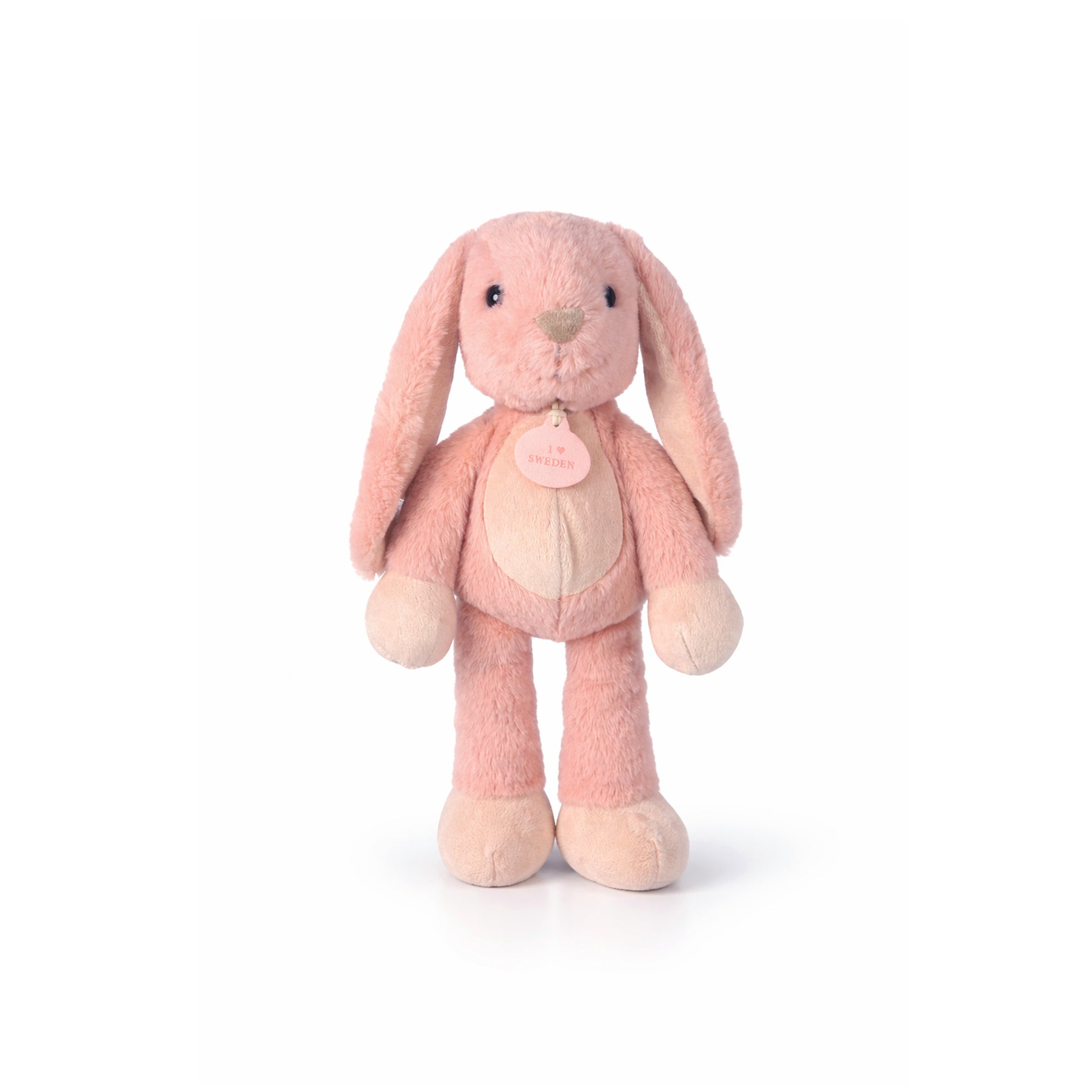 Mjuk gosedjurskanin med långa ben, 27 cm hög, med silkeslen päls och vänligt uttryck. En söt och kramvänlig present eller souvenir för både barn och vuxna