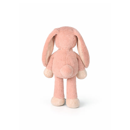 Mjuk gosedjurskanin med långa ben, 27 cm hög, med silkeslen päls och vänligt uttryck. En söt och kramvänlig present eller souvenir för både barn och vuxna. Sedd bakifrån.