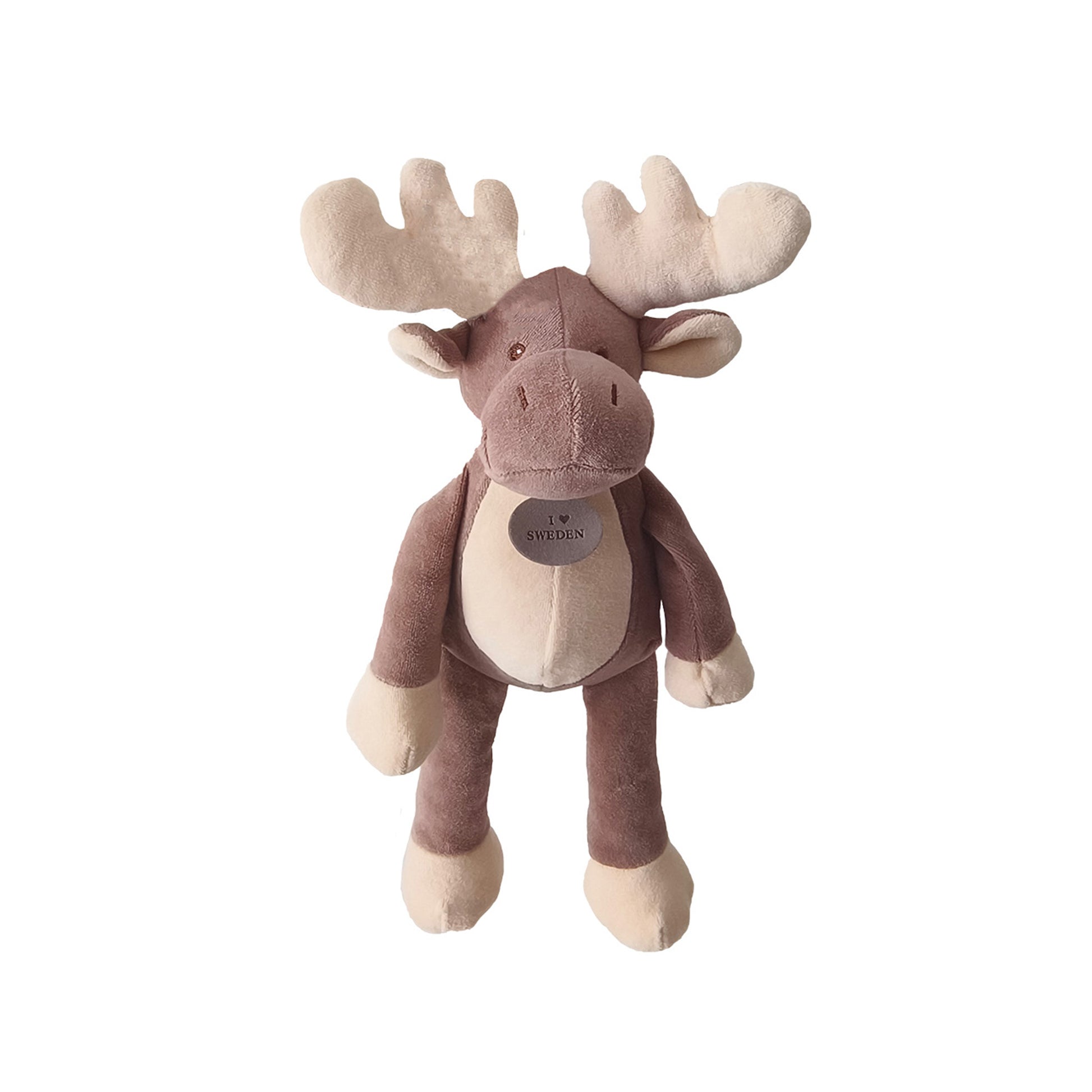 Mjukt gosedjursälg i ekologiskt material, 27 cm hög, med mjuk päls och vänligt uttryck. Ett hållbart val för den som vill ha ett miljövänligt gosedjur från Sverige.