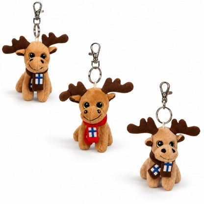 Nyckelringar med gosedjursälgar i tre olika bruna nyanser och halsdukar med finska flaggan – perfekt som souvenir eller present.