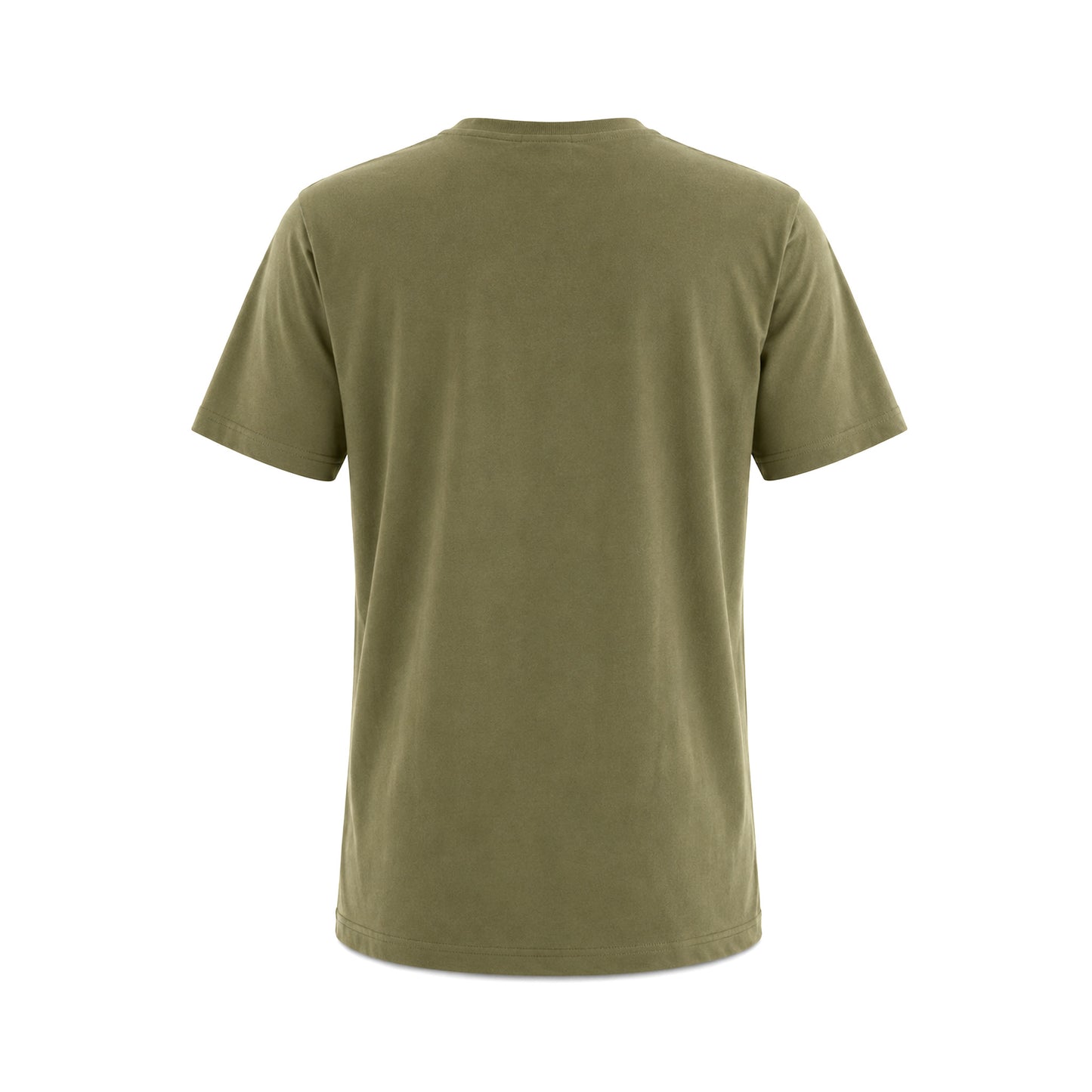 Kakigrön T-shirt med älgmotiv och texten "Sweden", tillverkad i 100% bomul - sedd från sidan. Inget motiv på baksidan.
