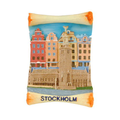 Souvenirtavla med motiv från Stockholm, storlek 12,8x9 cm.